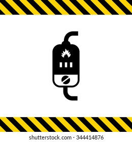 Vector icon of boiler with switch and heat indication