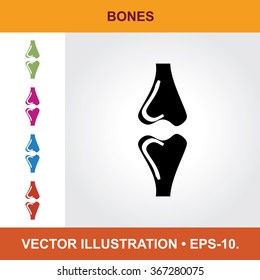 Vector Icon Of Bones With Title & Small Multicolored Icons. Eps-10.