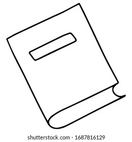 Vector icon of book, books, pile of books, paper book, e book, open book. Handdrawn black outline isolated on white background.  Doodle style.
