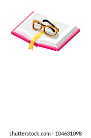 Libro de iconos de vectores y gafas