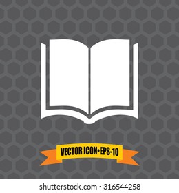 Vector Icon of Book on Dark Gray Background. Eps.10.