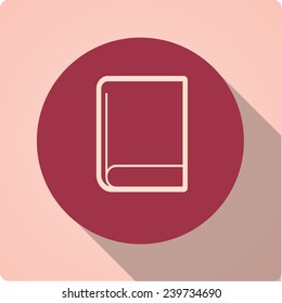 Vector icon "book" on a red circle with a long shadow