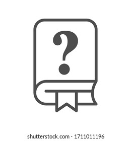 Vector icon of a book with a question mark. Flat design, empty outline isolated on white background

