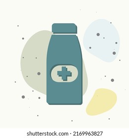 Vector icon bottle and medicine  Vessel and medical cross multicolored background  Layers grouped for easy editing illustration  For your design 