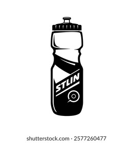 Vector icon of a Bottle of Water With a Black Cap for sportsman