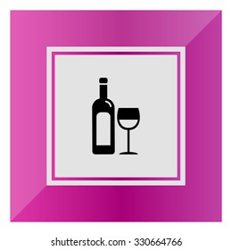 Vector icon of bottle of wine and wine glass
