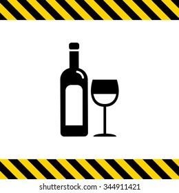 Vector icon of bottle of wine and wine glass