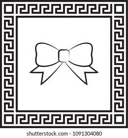 Vector icon bow in a frame with a Greek ornament