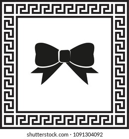 Vector icon bow in a frame with a Greek ornament