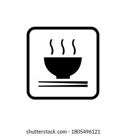 Vector icon of bowl and chopsticks. A symbol of a place to eat, a restaurant.