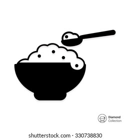 Vector Icon Of Bowl With Porridge And Spoon