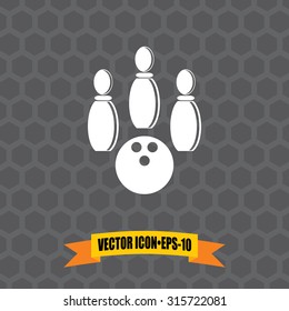 Vector Icon of Bowling on Dark Gray Background. Eps.10.