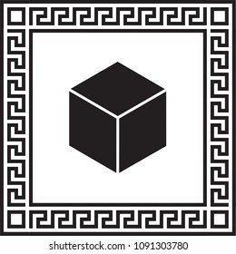 Vector icon box in a frame with a Greek ornament