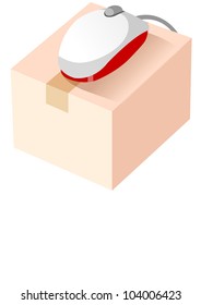 Vector icon box and mouse