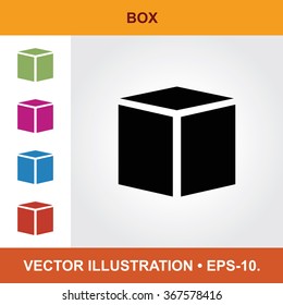 Vector Icon Of Box With Title & Small Multicolored Icons. Eps-10.