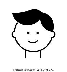 Vector icon of boy, teenager. Brunette. Mandatory pictogram for public places, web design, rules of caution, app design, infographics. EPS10
