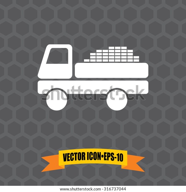 Vector Icon of Bricks Truck on Dark Gray\
Background. Eps.10.