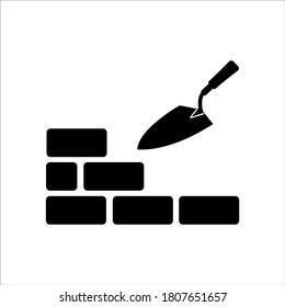Vector icon brickwork and building trowel