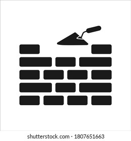 Vector icon brickwork and building trowel