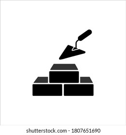 Vector icon brickwork and building trowel