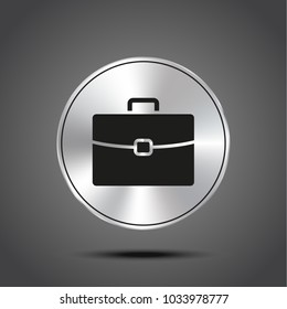 vector icon briefcase metallic isolated on dark background