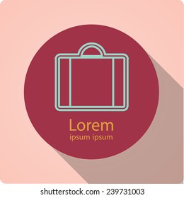 Vector icon "briefcase" on a red circle with a long shadow