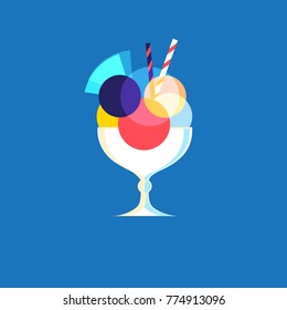 Vector icon of bright tasty ice cream on a blue background