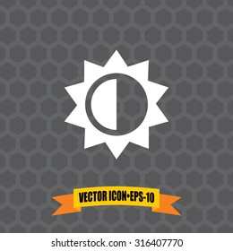 Vector Icon of Brightness on Dark Gray Background. Eps.10.