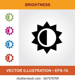 Vector Icon Of Brightness With Title & Small Multicolored Icons. Eps-10.