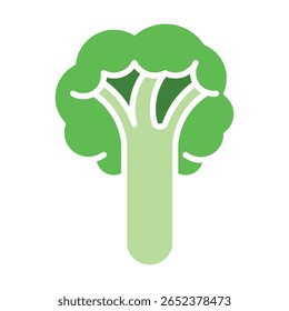 ícone de vetor de um vegetal brócolis. Ideal para conceitos relacionados a alimentos saudáveis, dieta vegetariana, nutrição, agricultura, produtos orgânicos ou ilustração de supermercado.