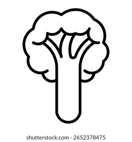 ícone de vetor de um vegetal brócolis. Ideal para conceitos relacionados a alimentos saudáveis, dieta vegetariana, nutrição, agricultura, produtos orgânicos ou ilustração de supermercado.