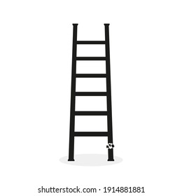 Vector icon of broken ladder with steps. Isolated illustration of stairs on white background