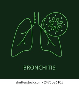 Vector Icon of Bronchitis - Medical Condition and Health Illustration with editable stroke.