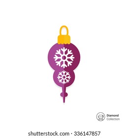 Vector icon of brown Christmas tree ornament with snowflake silhouettes