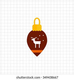 Vector icon of brown Christmas tree ornament with reindeer silhouette