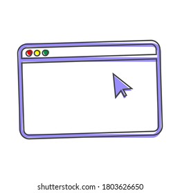 Icono vector del estilo de dibujo del navegador sobre fondo aislado blanco.