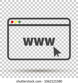 Vector icon of the browser. Illustration on transparent background