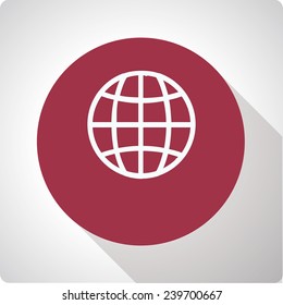 Vector icon "browser" on a red circle with a long shadow