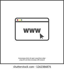 Vector icon of the browser on white isolated background on white isolated background. Layers grouped for easy editing illustration. For your design.