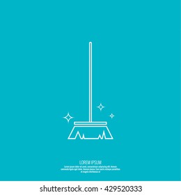 Vector icon brush for cleaning brooms. 