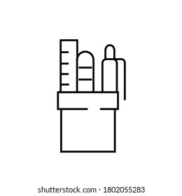 Vektorsymbol von Pinsel, Stift, Stift, Lineal und Marker im Inhaberumriss