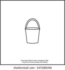 Vector icon bucket on white isolated background.