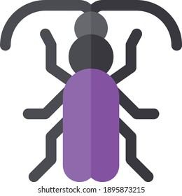 Vector icon of a bug. Flat vector bug icon for web design isolated on white background