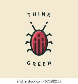 Vector icon of a bug with text think green