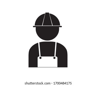 Vector icon of a builder in a helmet. Construction and business.