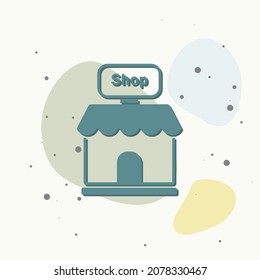 Tienda de construcción de iconos vectores. Icono de compra en fondo multicolor. Capas agrupadas para una ilustración de edición sencilla. Por tu diseño.