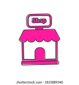 Tienda de construcción de iconos vectores. Almacenar el estilo de dibujos animados sobre fondo aislado blanco.