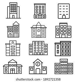 Vector icon of buildingline set.  simple design for graphics, logos, websites, social media, UI, mobile apps, EPS10