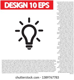 Vector icon bulb 10 EPS . Lorem Ipsum Illustration design