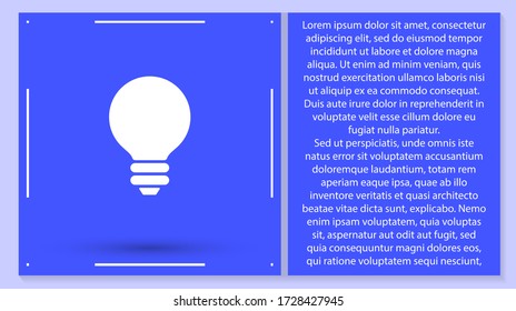 Vector icon bulb 10 EPS . Lorem Ipsum Illustration design